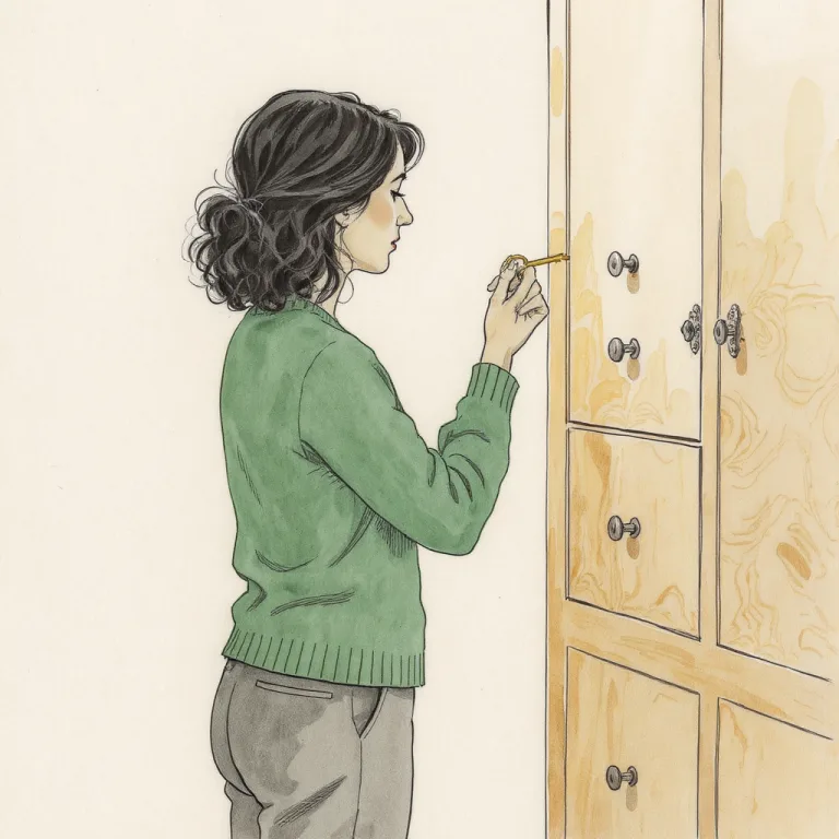 A figure stands in profile holding a single key, considering a row of locks.